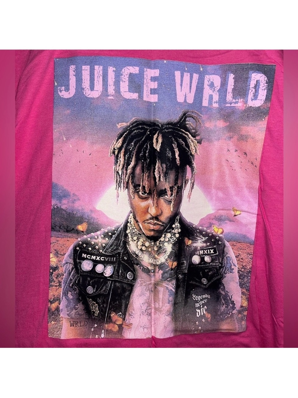 Legends Never Die Juice WRLD Memorial Shirt Pink Short Sleeve Graphic T Shirt XL - Picture 3 of 7